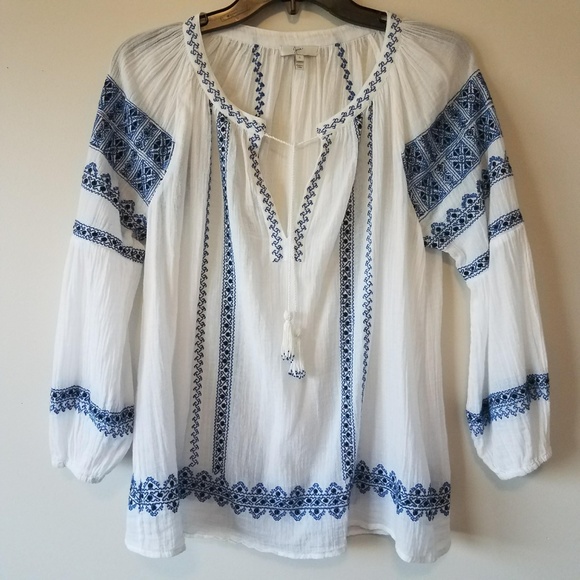 Joie Tops - Joie Gauge Boho Festival Embroidered Tassel Top